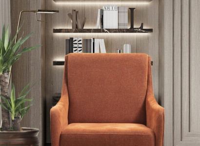 Sessel Ohrensessel Stoffsessel Einsitzer Stoff Orange Polster Möbel